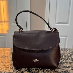Coach Emory Smooth Dark Brown Leather Top Handle Satchel